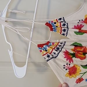 Flower print Hi-Low halter neck dress with belt. NWT